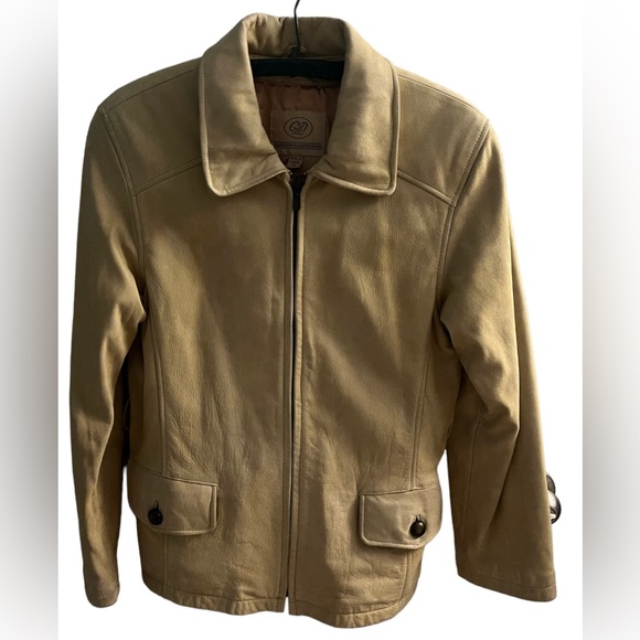 Georgetown Leather Design Women’s 100% Leather Zip Up Collared Long Sleeve Tan M - Picture 15 of 15